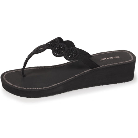 Chanclas con tacón Mujer Perlas Negro - Isotoner