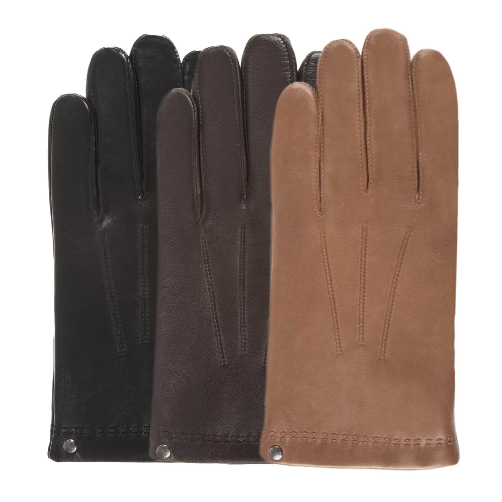 Guantes Hombre cuero/cashmere y seda Marrón - Isotoner
