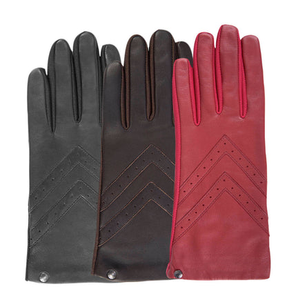 Guantes Mujer táctiles cuero y tela Rojo - Isotoner