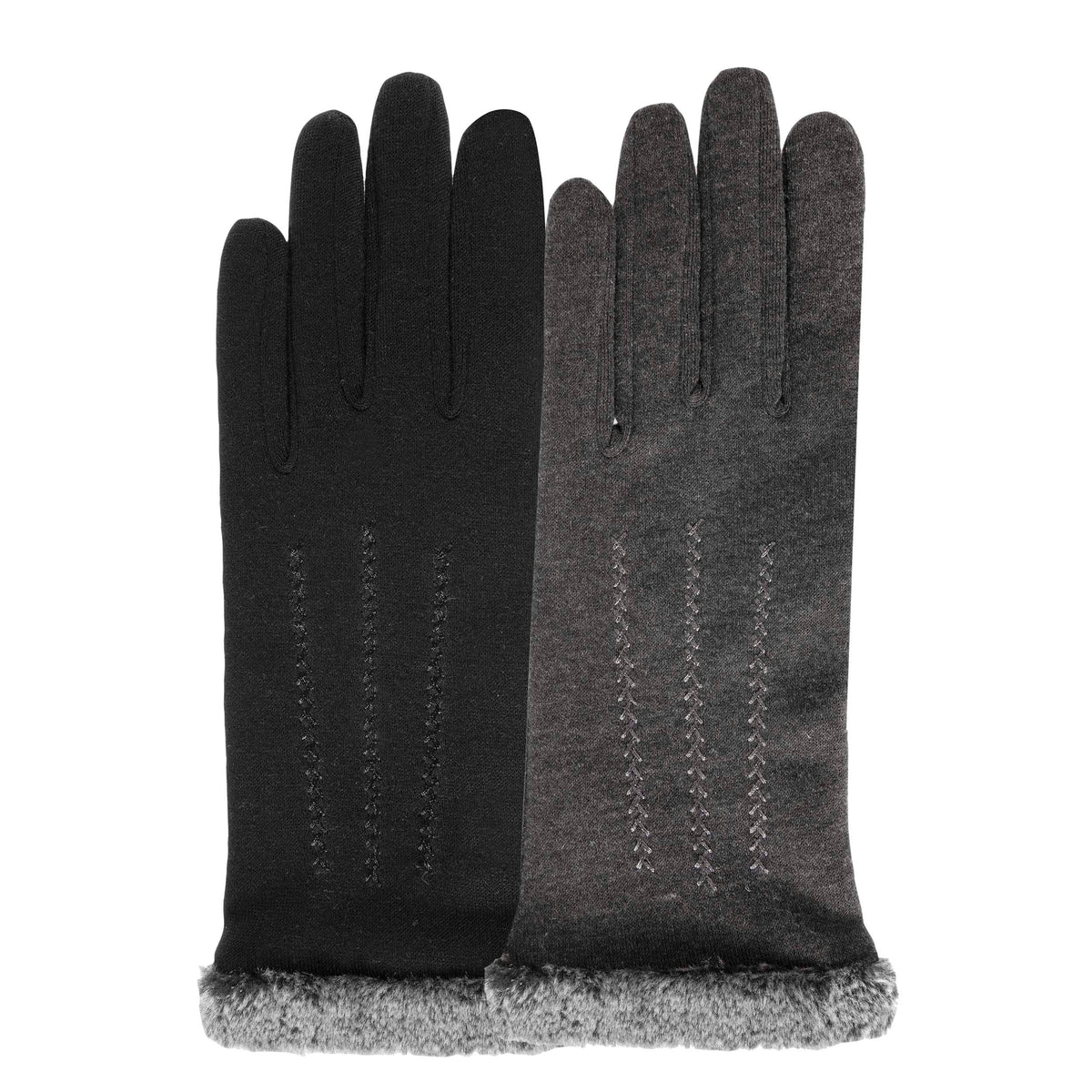 Gants Femme tactiles tissu doux Gris