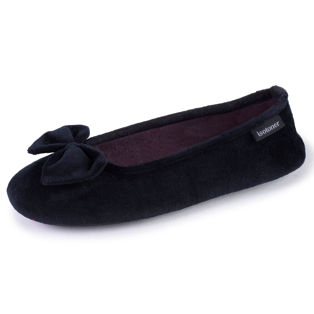 Chaussons ballerines Femme Velours Noir - Isotoner