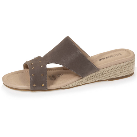 Mules Mujer claveteadas con tacón de cuerda Topo - Isotoner