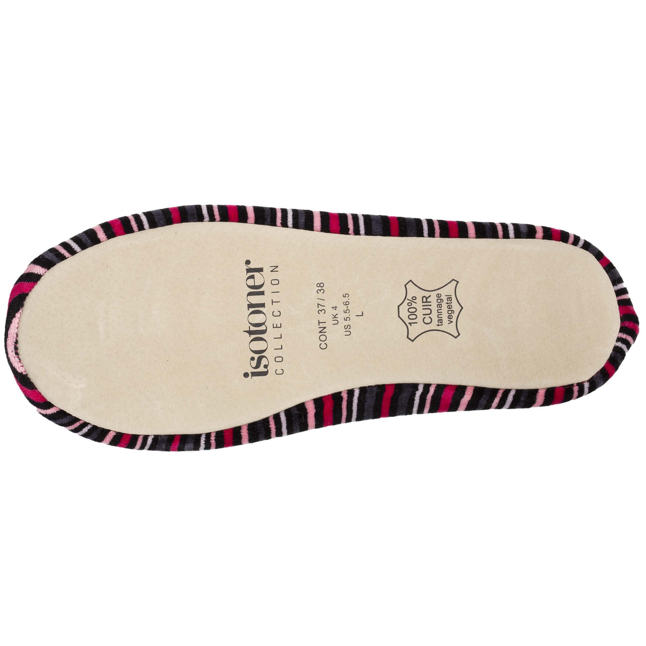Zapatillas de casa bailarinas Mujer Grande Nudo Rayas rosas