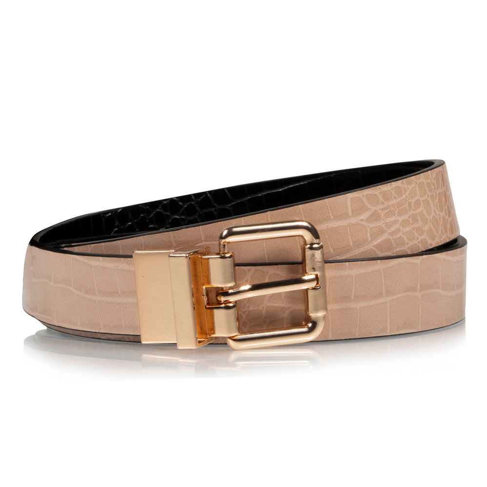 Cinturón Mujer 2 en 1 Negro y Beige - Isotoner
