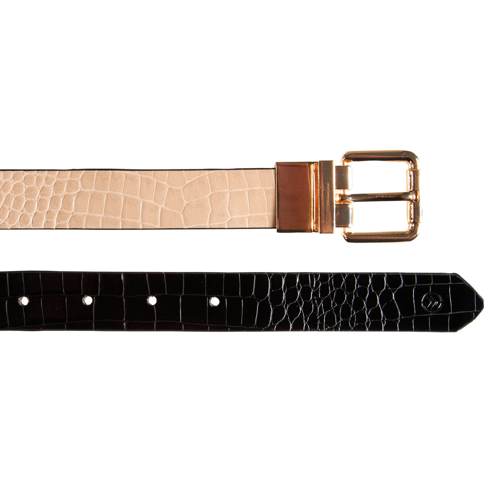 Cinturón Mujer 2 en 1 Negro y Beige - Isotoner