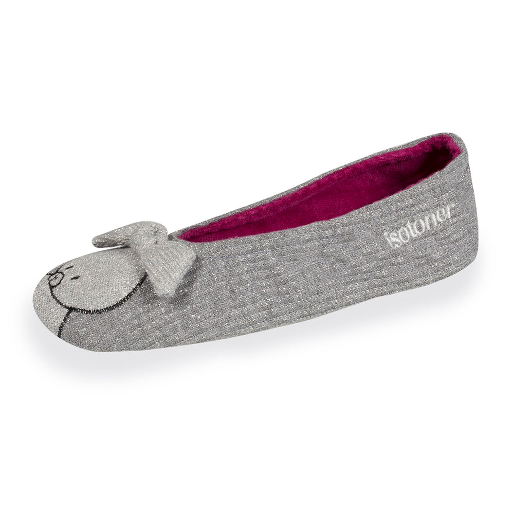 Zapatillas de casa Bailarinas Niña Lazo Metálico Gris - Isotoner