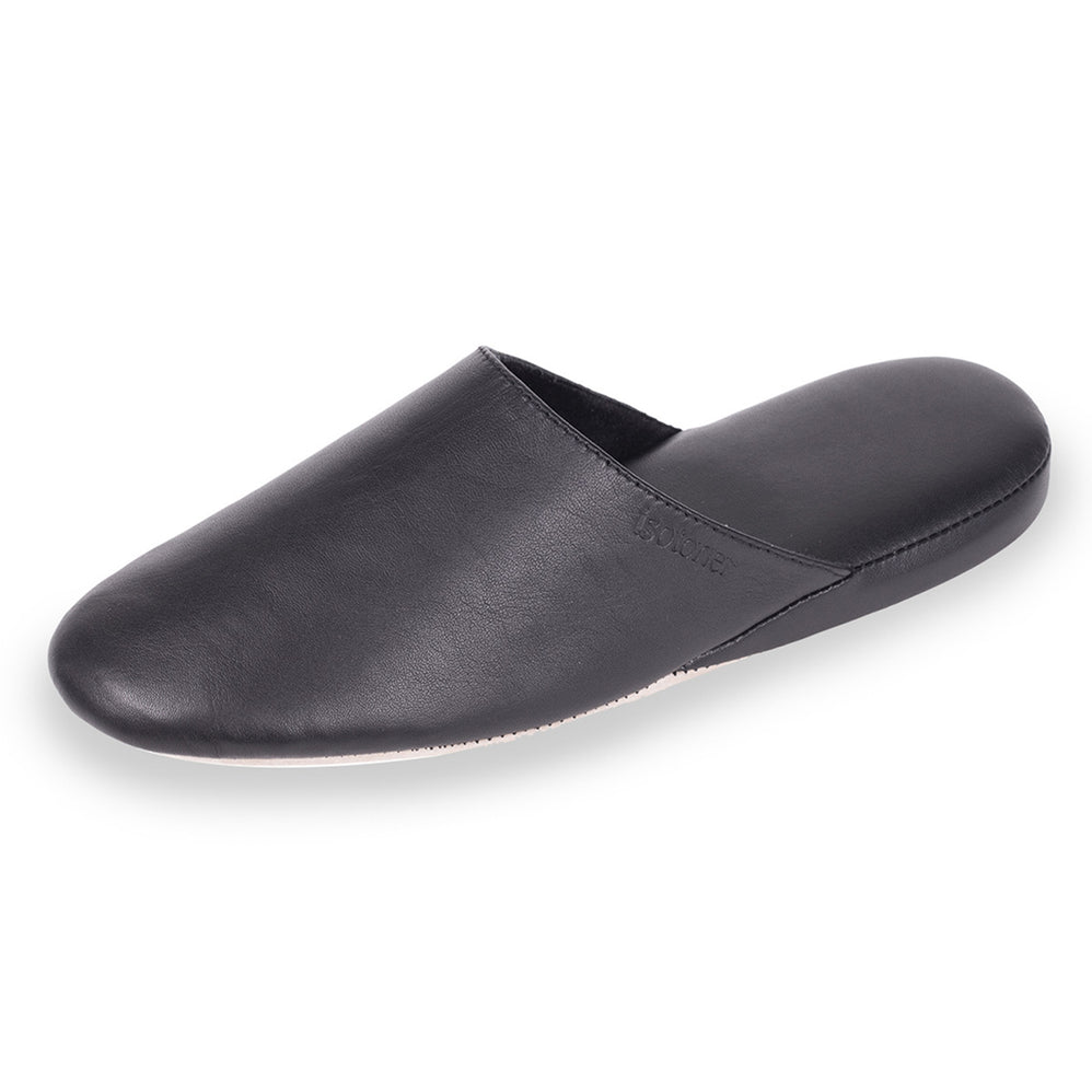 Zapatillas de casa chinelas en Cuero Hombre Negro - Isotoner