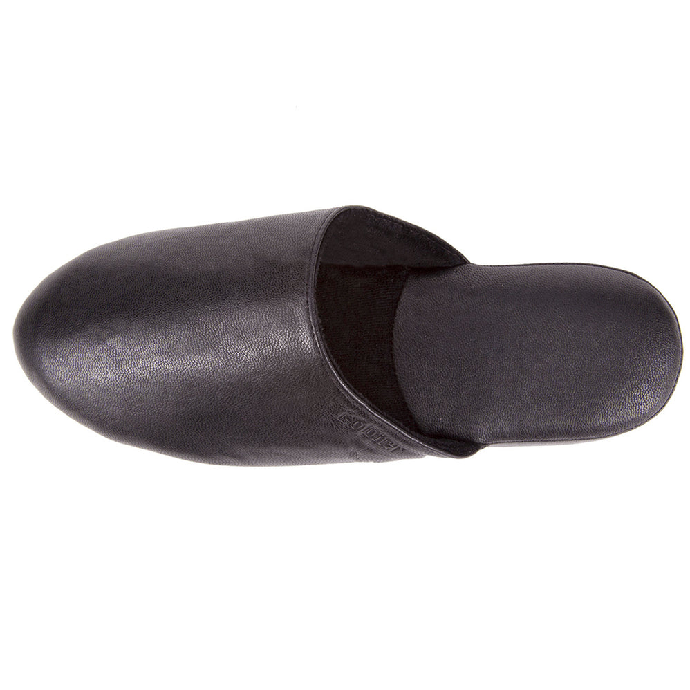 Zapatillas de casa chinelas en Cuero Hombre Negro - Isotoner