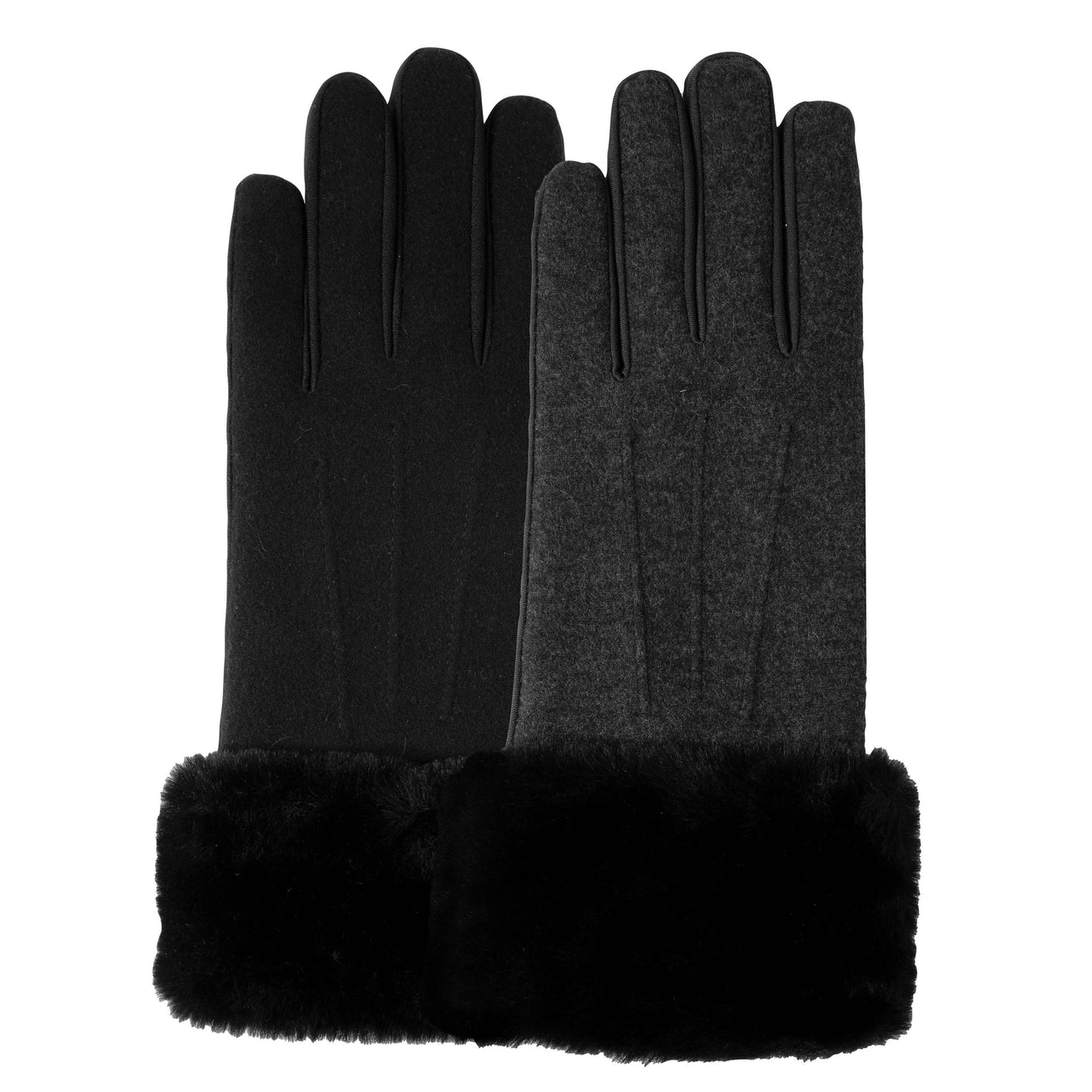 Guantes Mujer táctiles Bordes piel Gris