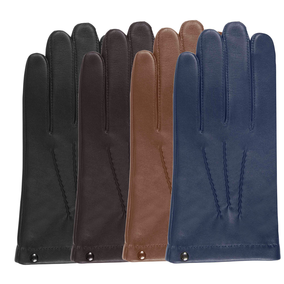 Guantes Hombre cuero de cordero y seda Caramelo - Isotoner