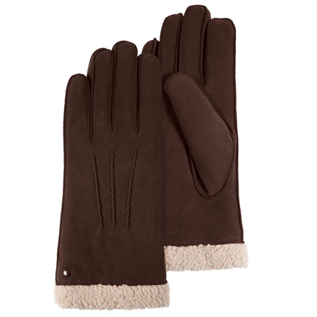Guantes Mujer Cuero terciopelo forrados Marrón - Isotoner