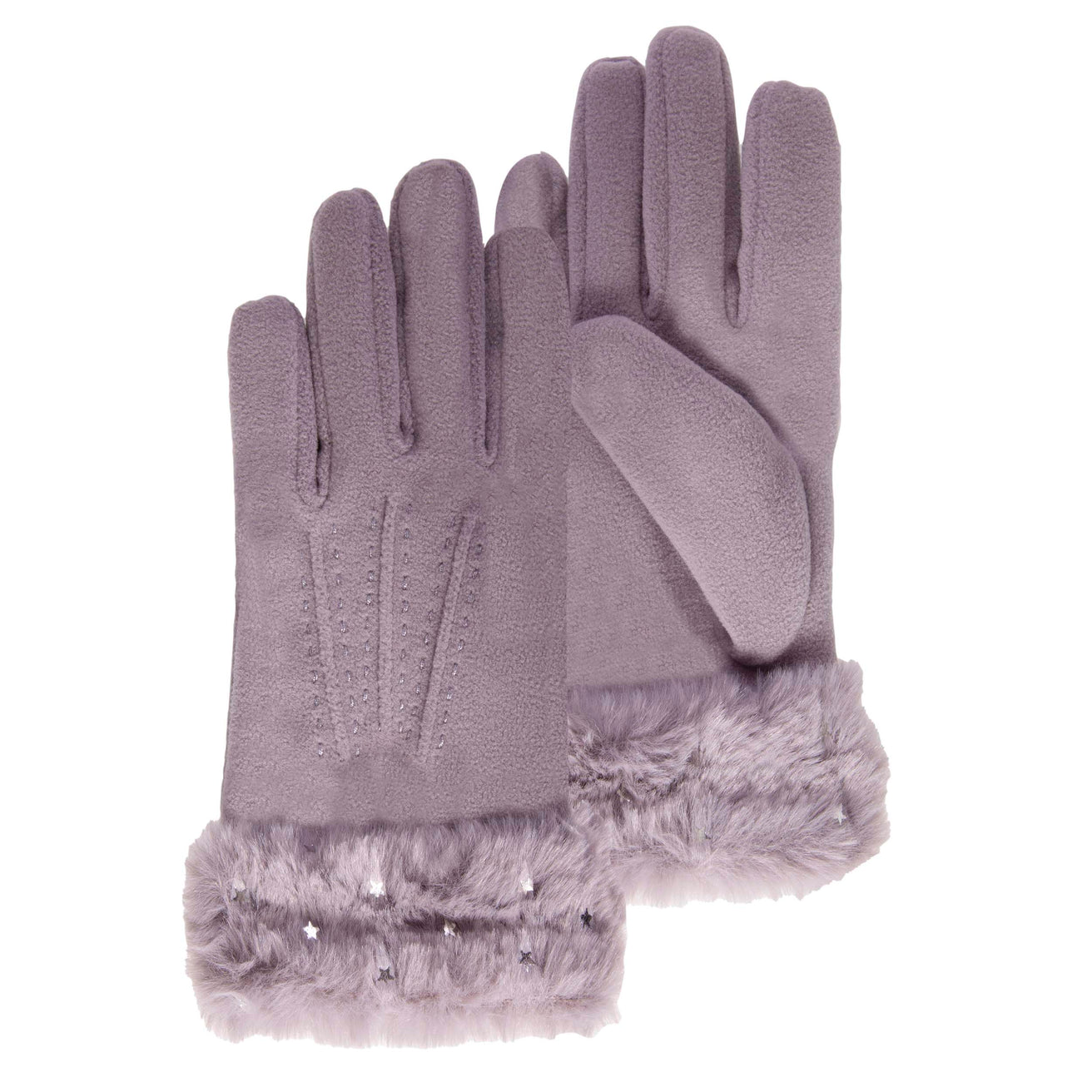 Guantes Piel sintética Estrellas 6/8 años Gris