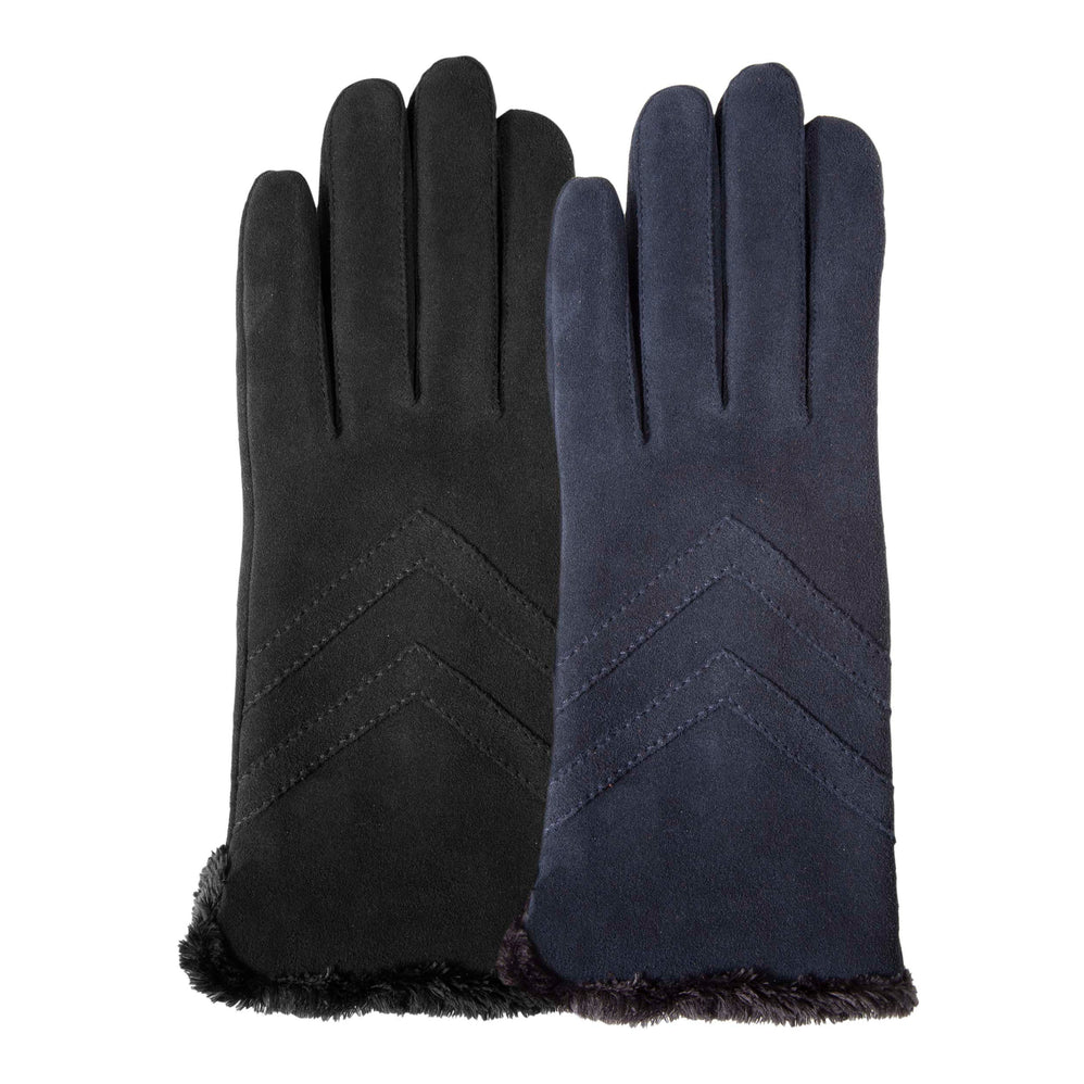 Guantes Mujer táctiles cuero terciopelo Marino - Isotoner