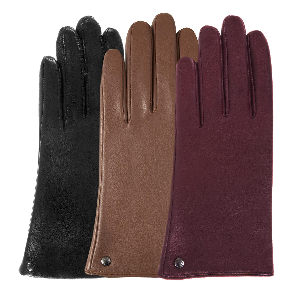 Gants Femme tactiles cuir chaud Bordeaux