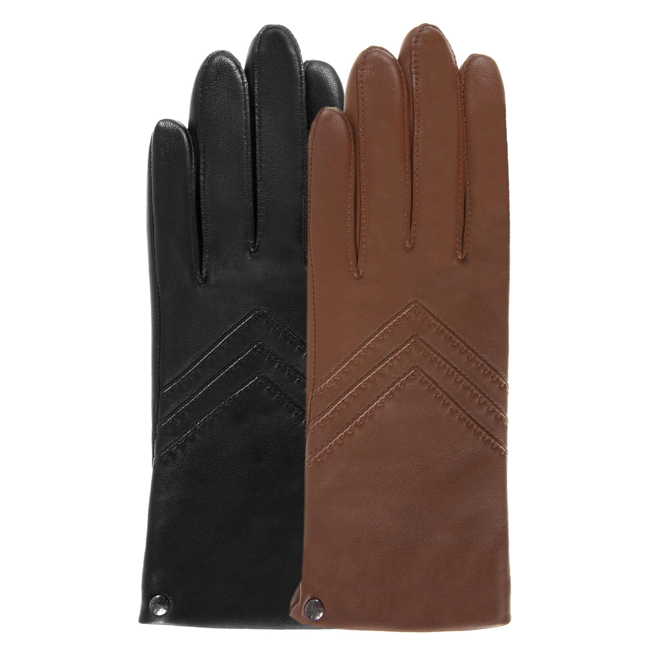 Guantes Mujer cuero chevrón Negro