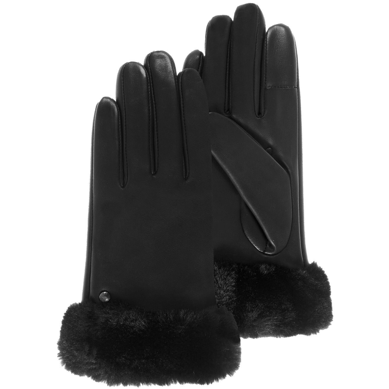 Guantes Mujer cuero bordes de piel Negro