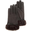 Guantes Mujer cuero bordes de piel Negro marron - Isotoner