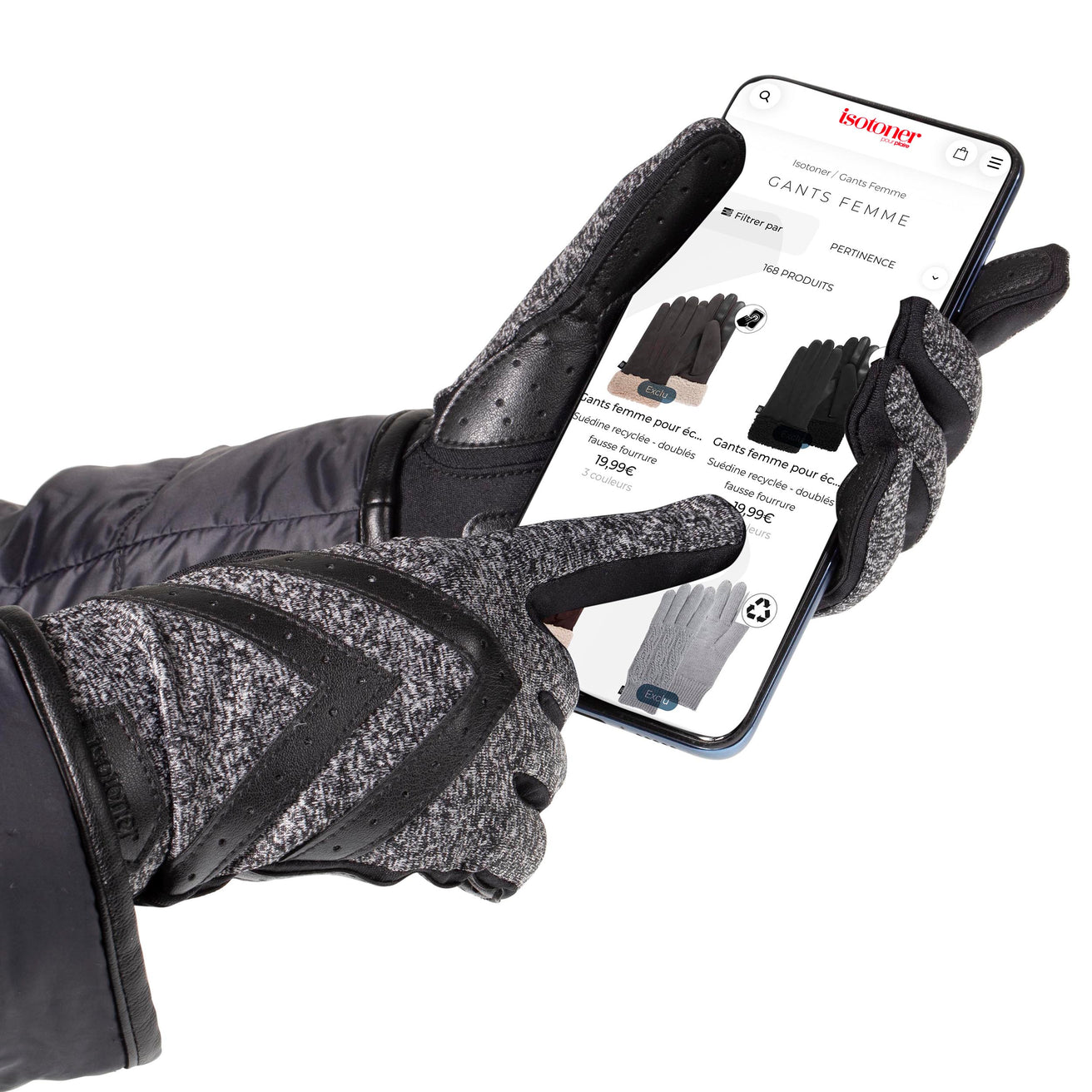 Guantes Mujer táctiles Polar Reciclado Negro