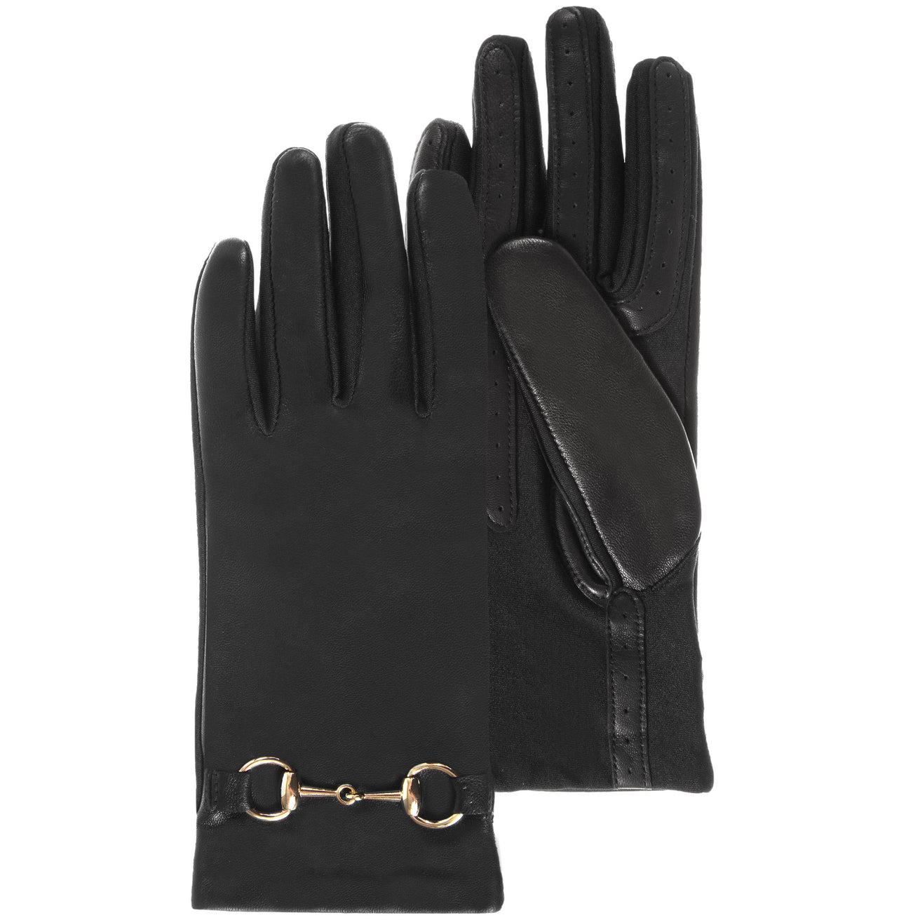 Guantes Mujer cuero detalle metálico Negro