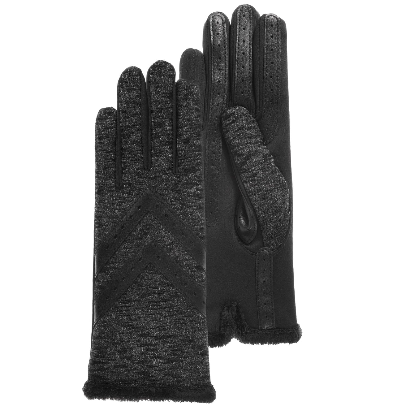 Guantes Mujer tejido elástico Estampado gris/negro