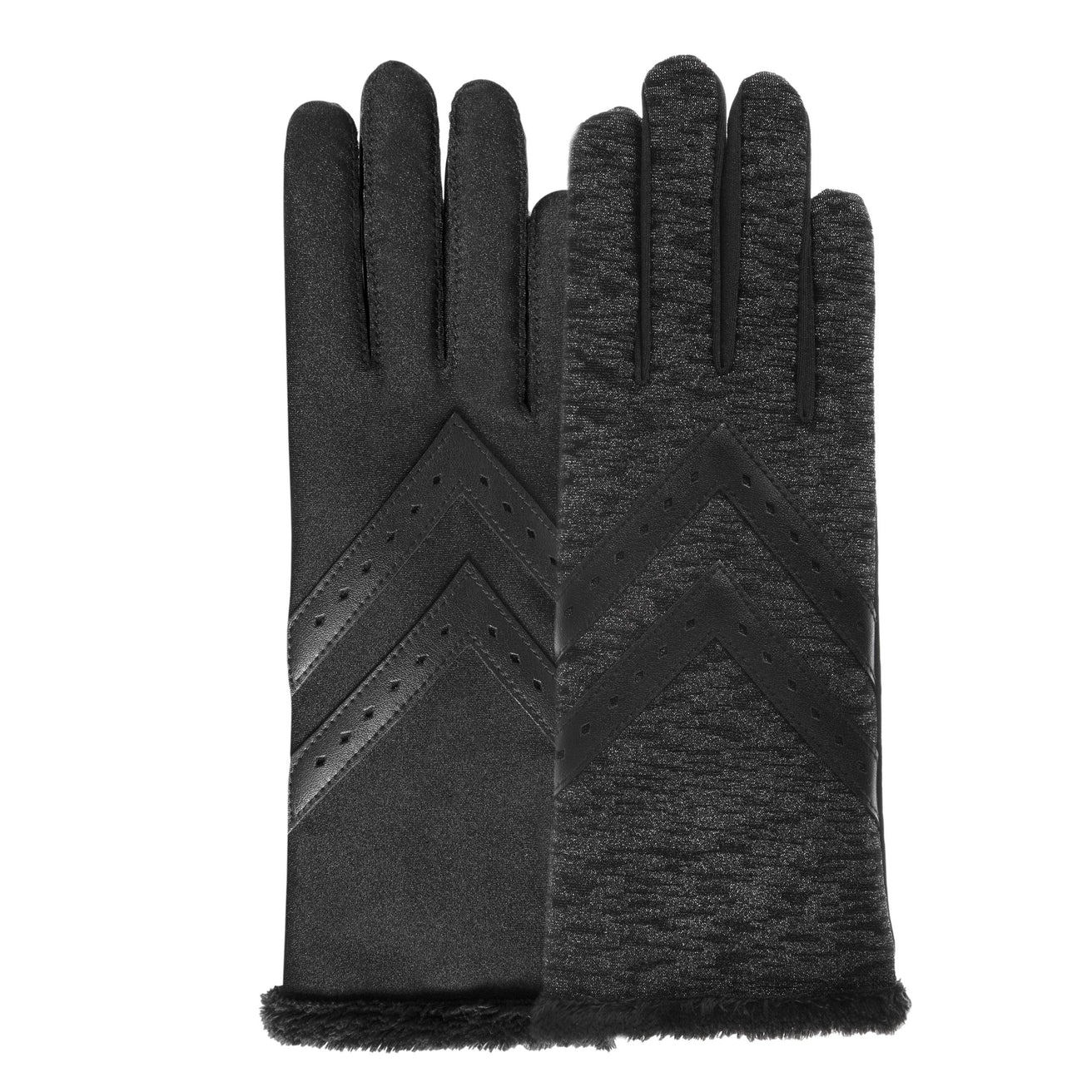 Guantes Mujer tejido elástico Estampado gris/negro