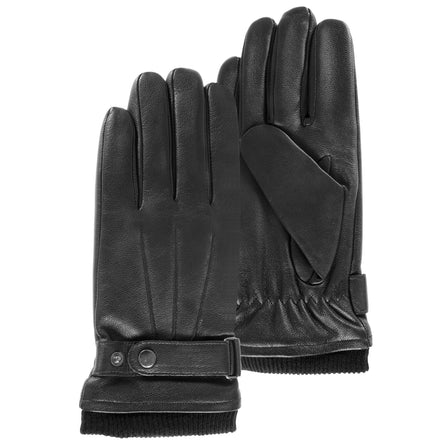 Guantes Hombre táctiles cuero correa de ajuste Negro - Isotoner