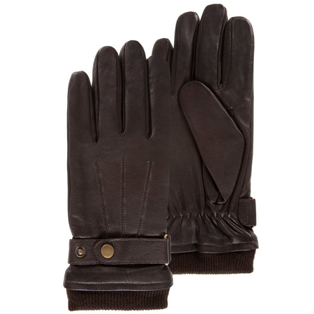 Guantes Hombre táctiles cuero correa de ajuste Marrón - Isotoner