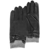 Guantes Hombre táctiles cuero puño de tejido Marrón noir - Isotoner