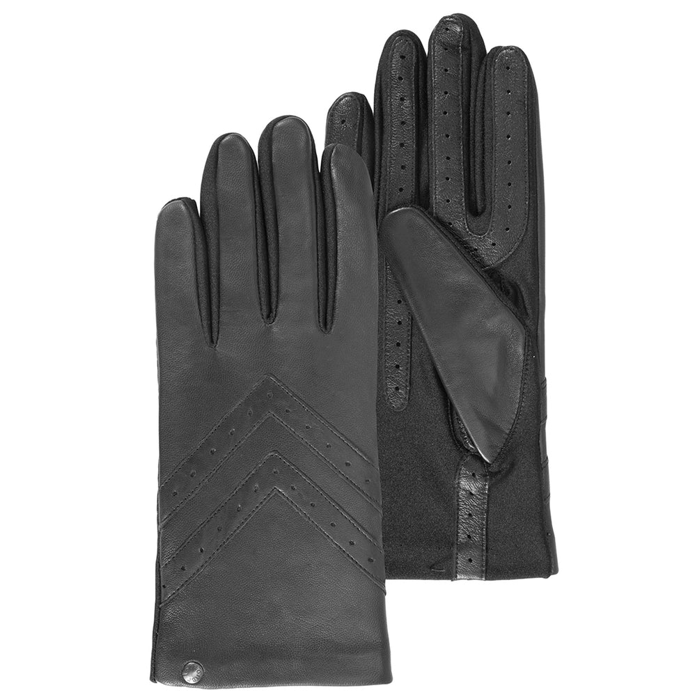 Guantes Mujer táctiles cuero y tela Negro - Isotoner