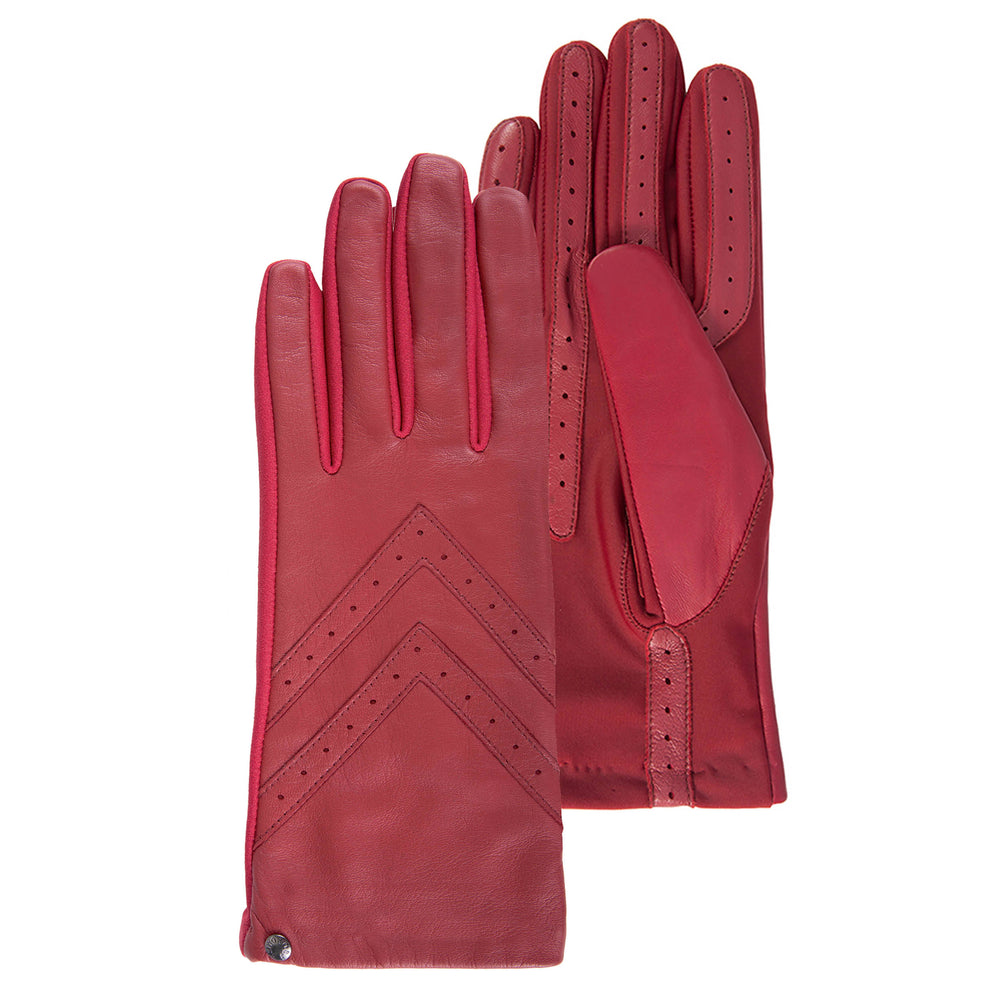 Guantes Mujer táctiles cuero y tela Rojo - Isotoner