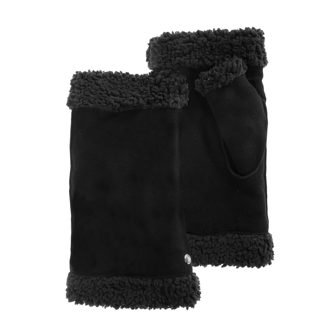 Mitones Mujer en cuero e imitación de piel Negro