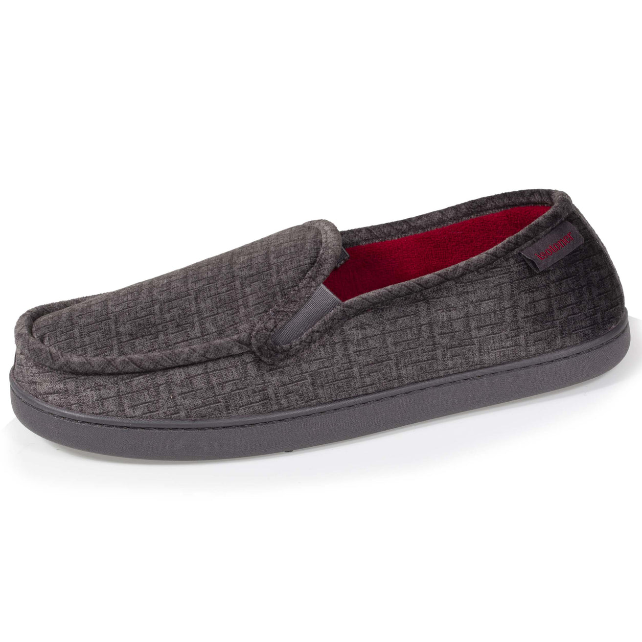 Zapatillas de casa mocasines Hombre Gris interior rojo