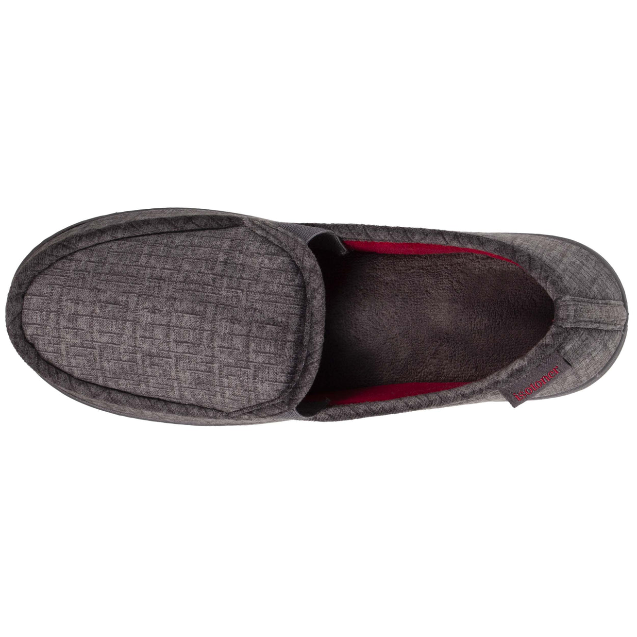 Zapatillas de casa mocasines Hombre Gris interior rojo