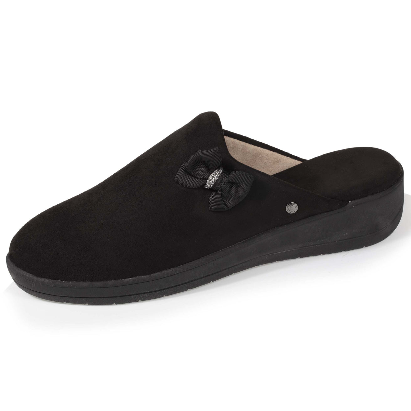 Zapatillas de casa chinelas Mujer con tacón Nudo Negro