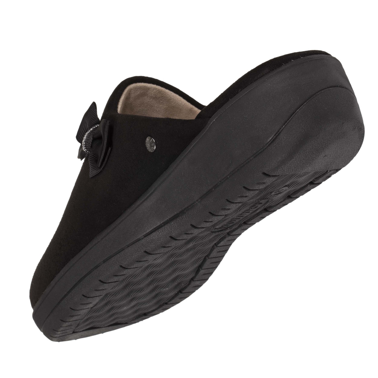 Zapatillas de casa chinelas Mujer con tacón Nudo Negro