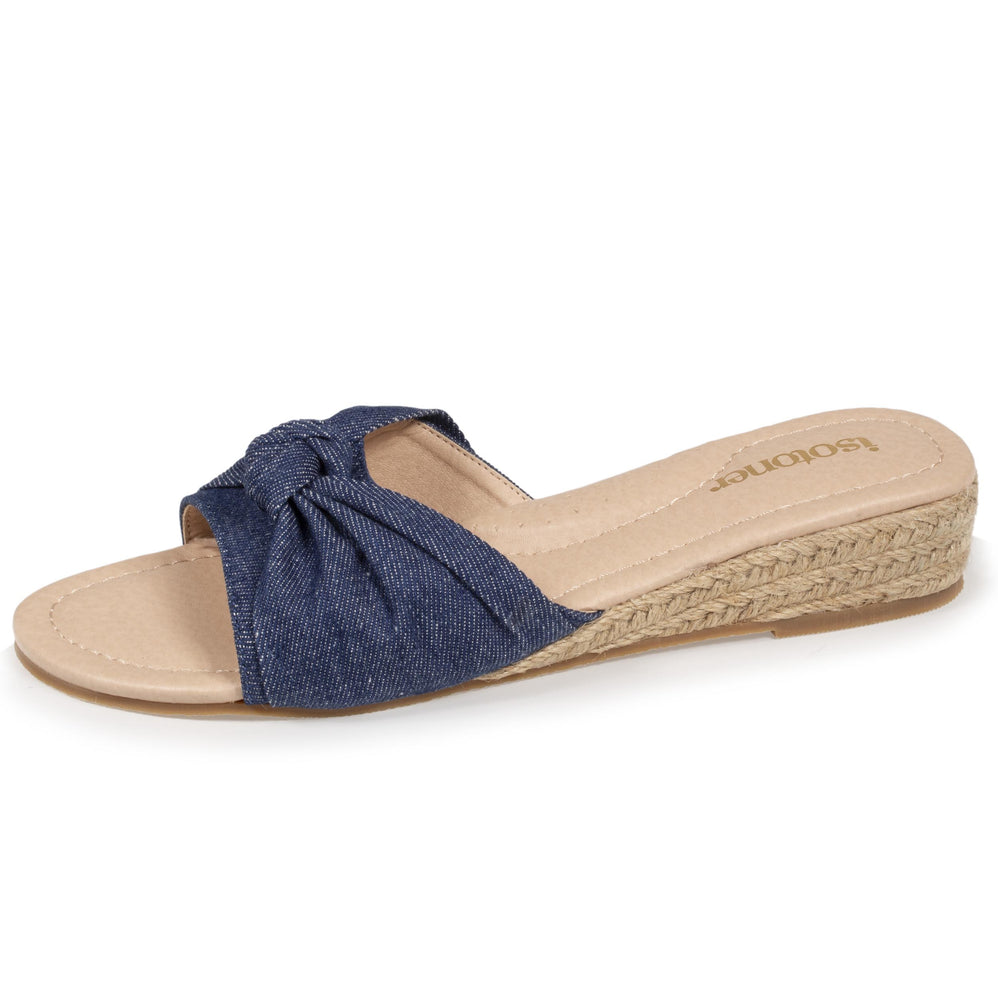 Mulas Mujer con tacón cuerda efecto jean Azul - Isotoner