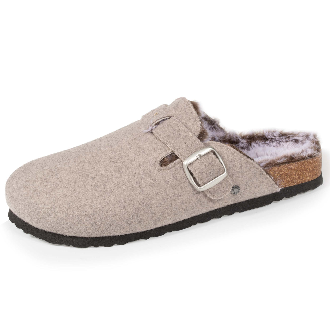 Zapatillas de casa zuecos Mujer fieltro Topo achinado