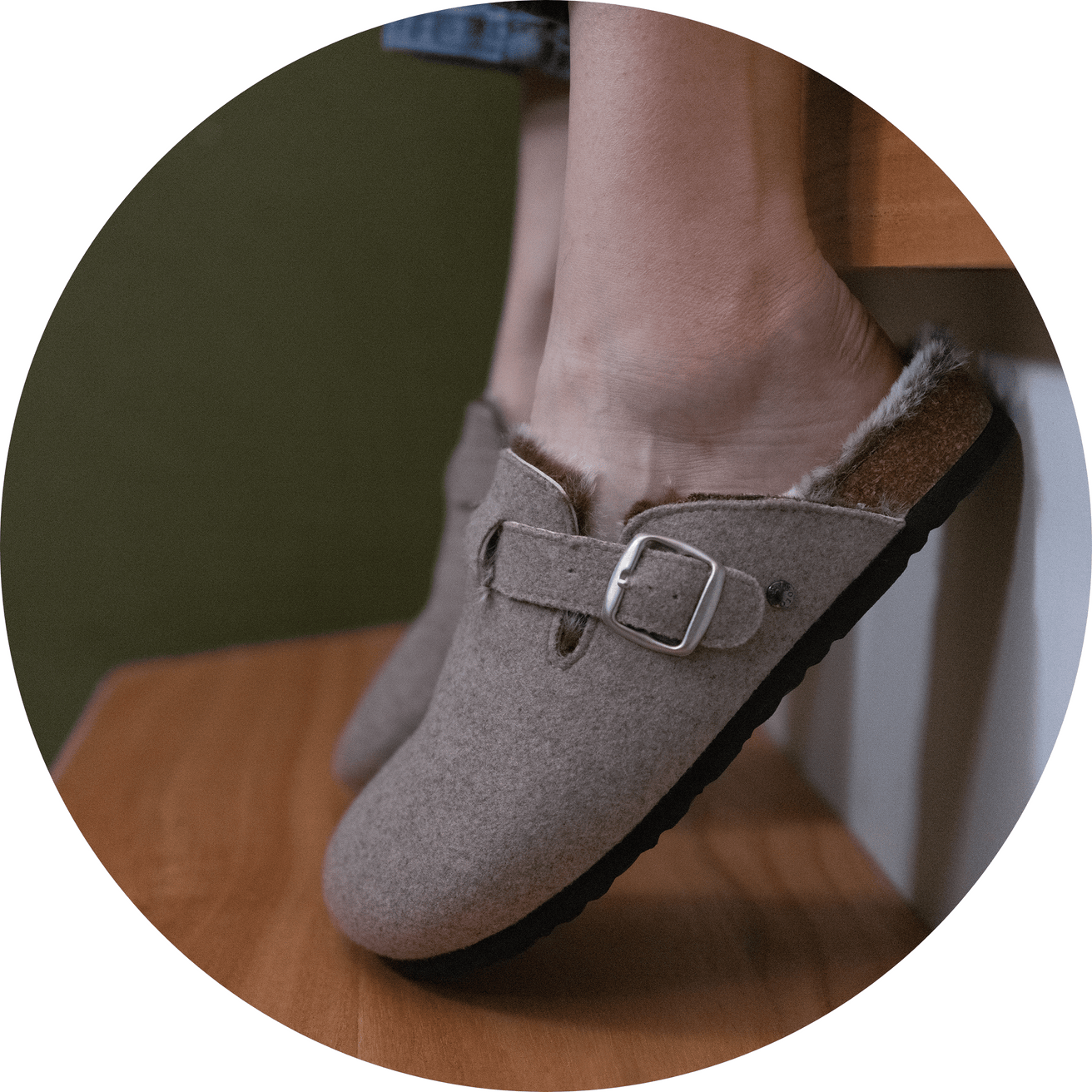 Zapatillas de casa zuecos Mujer fieltro Topo achinado