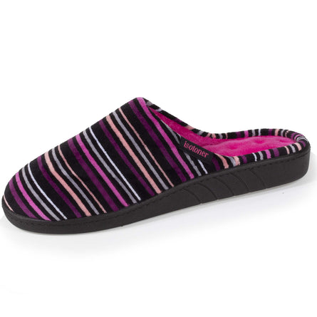 Chaussons mules Femme Rayures Fuschia - Isotoner