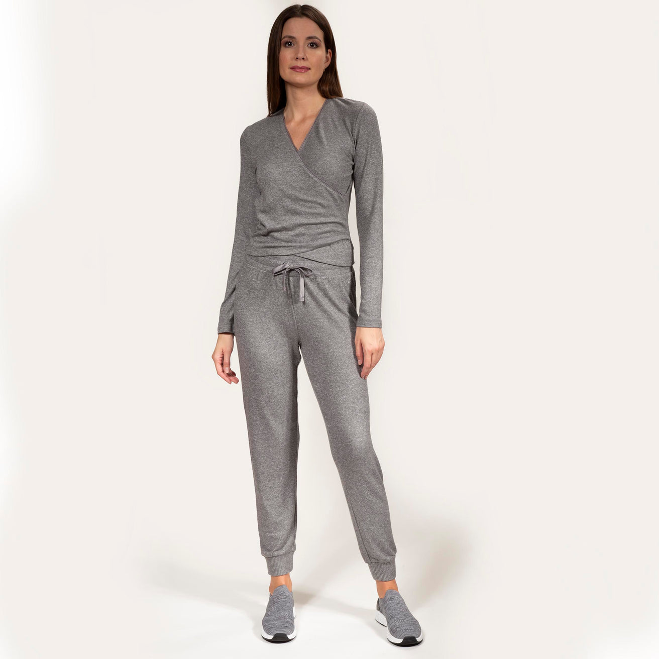 Pantalón jogger Mujer Gris jaspeado