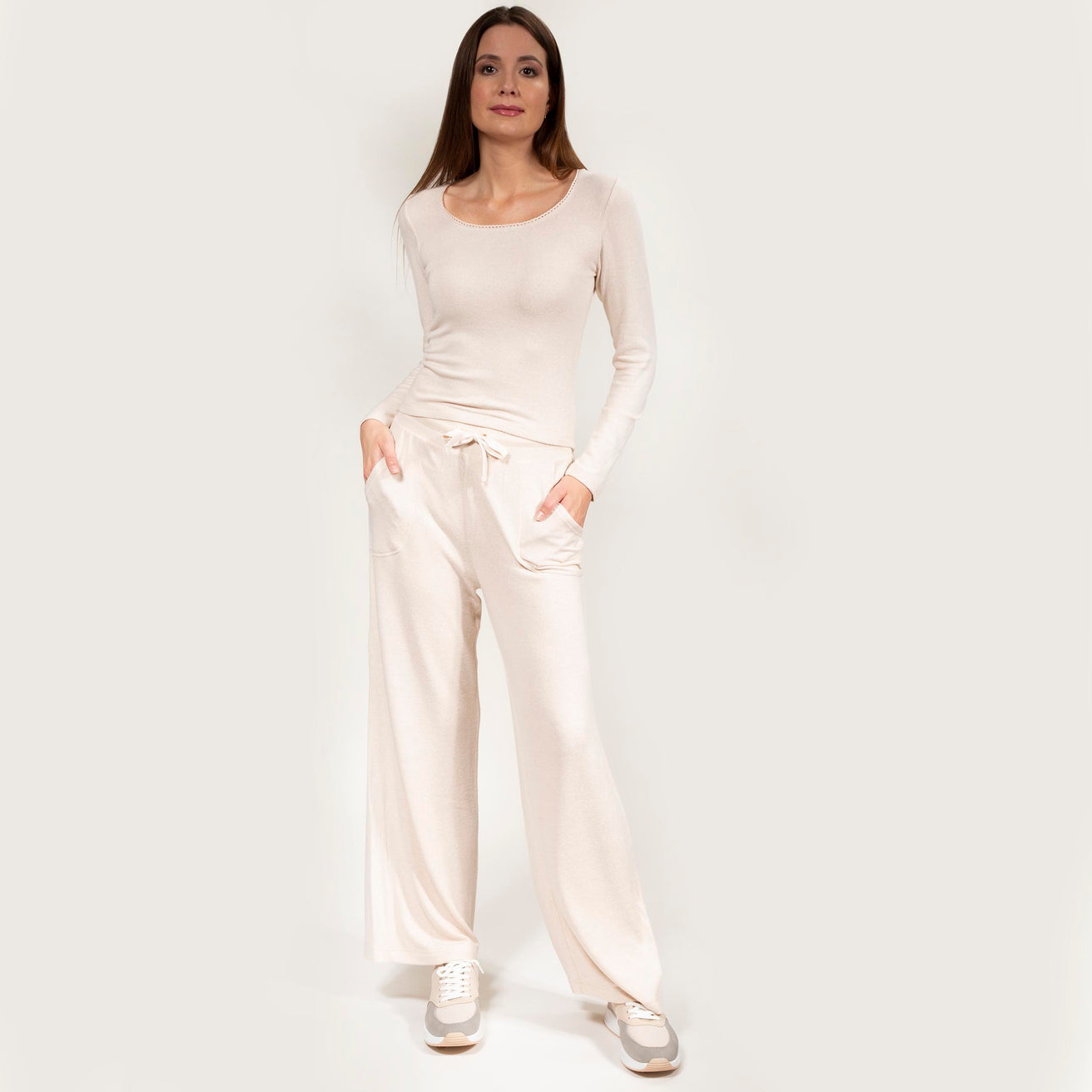 Pantalón largo Mujer Beige