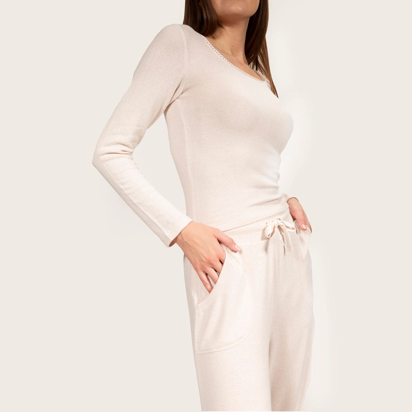 Pantalón largo Mujer Beige