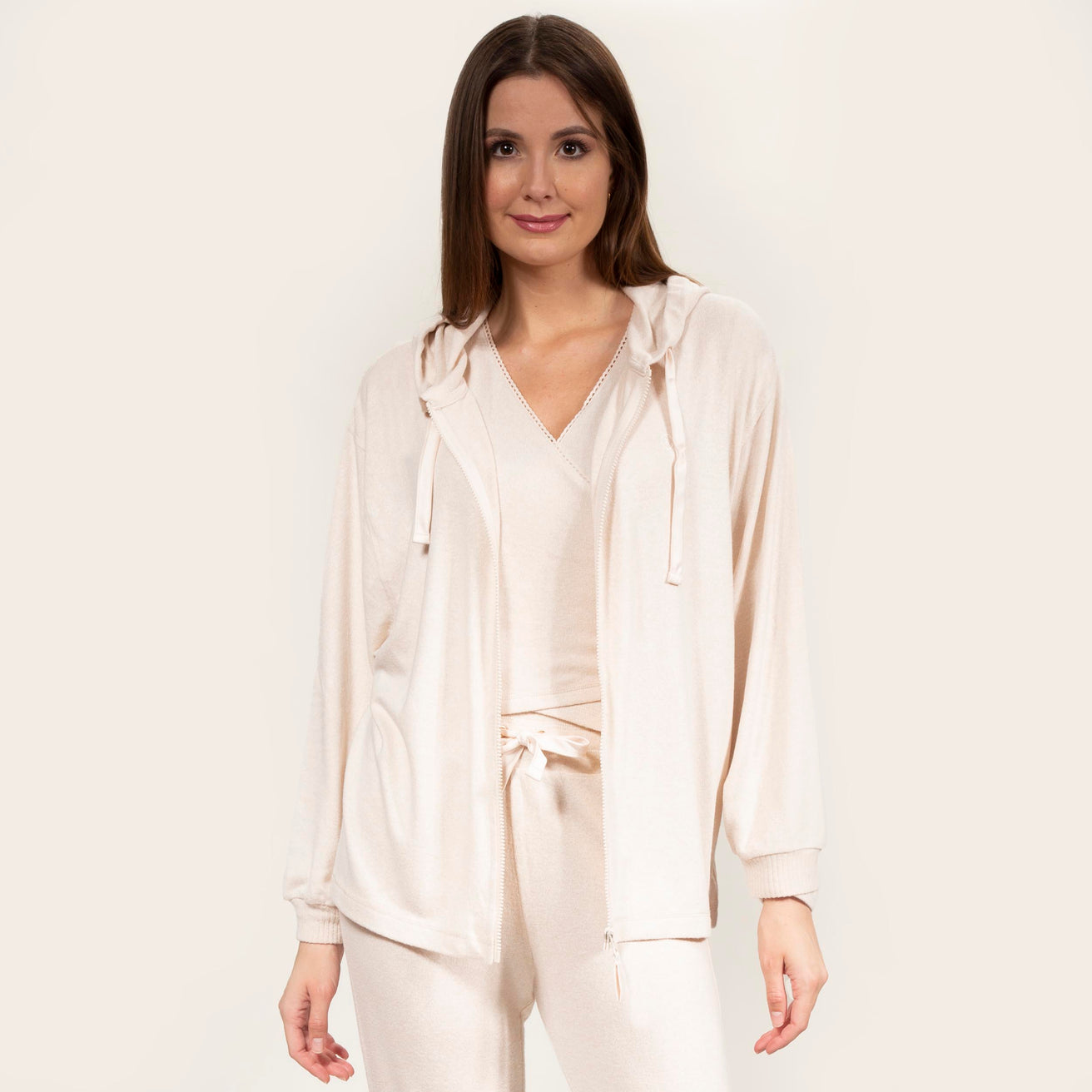 Sudadera con capucha Mujer Beige