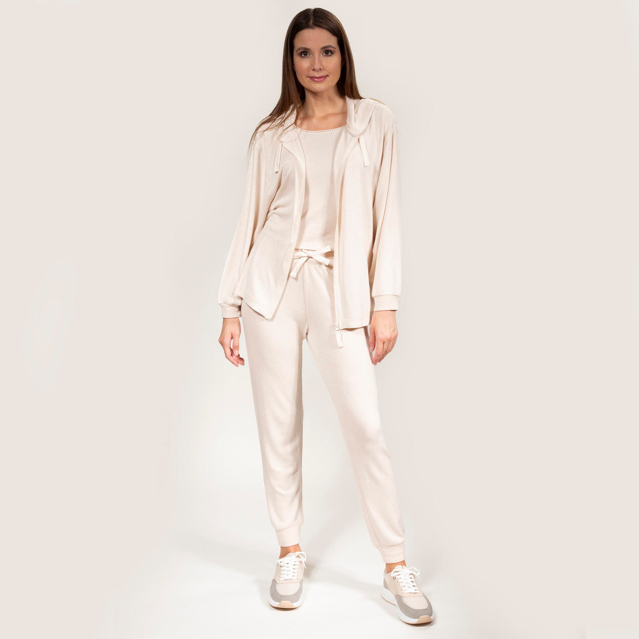 Sudadera con capucha Mujer Beige