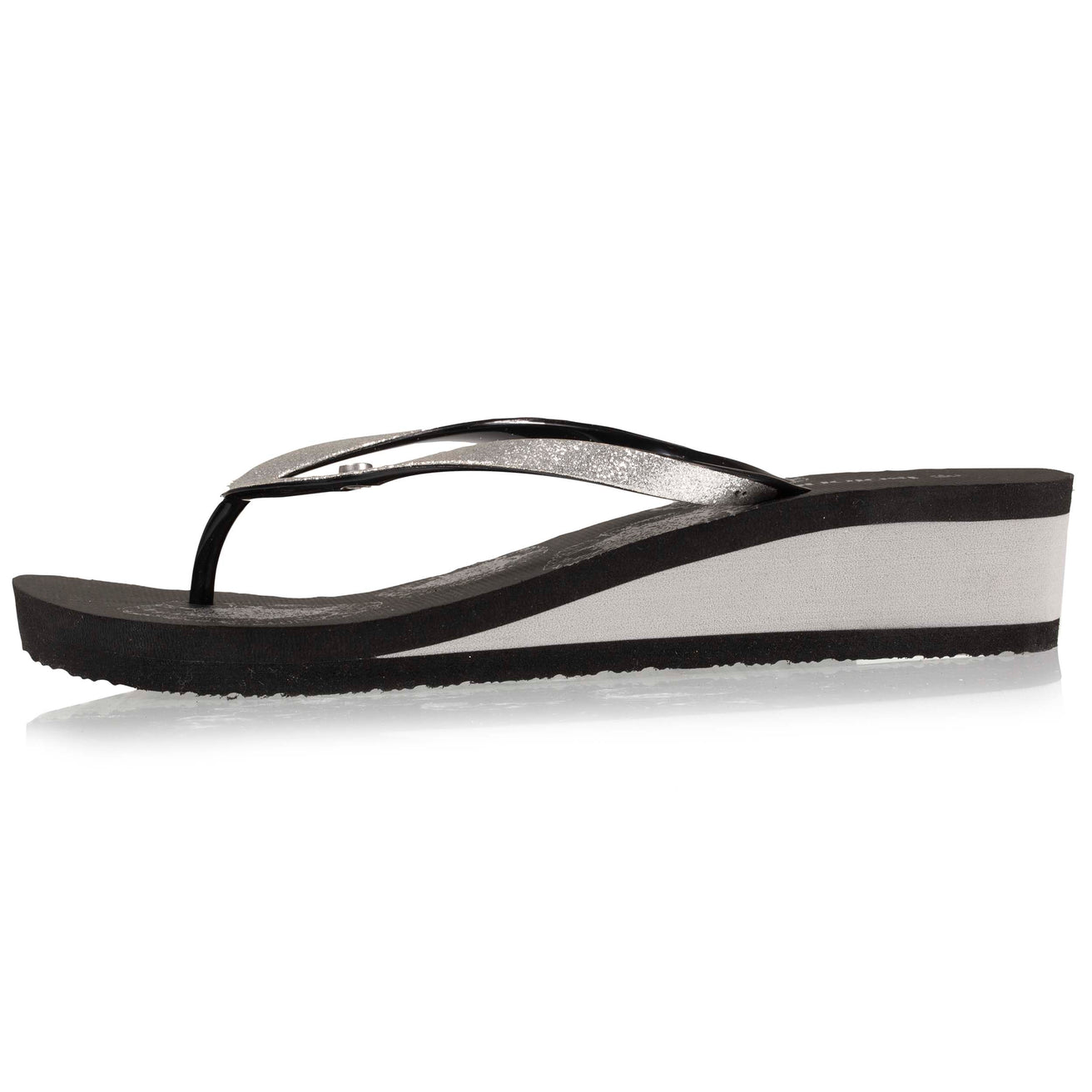 Chanclas Mujer con tacón floral negro