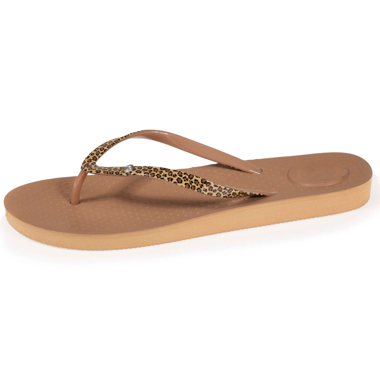 Chanclas Mujer lisas correa animal Beige