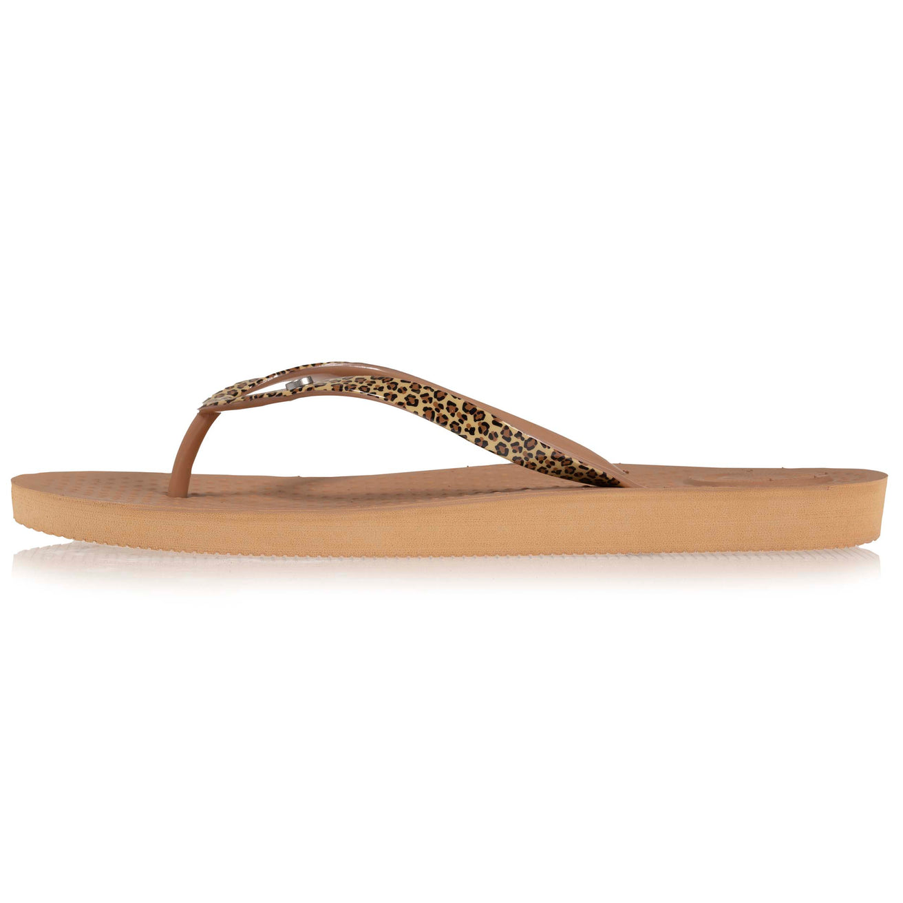 Chanclas Mujer lisas correa animal Beige