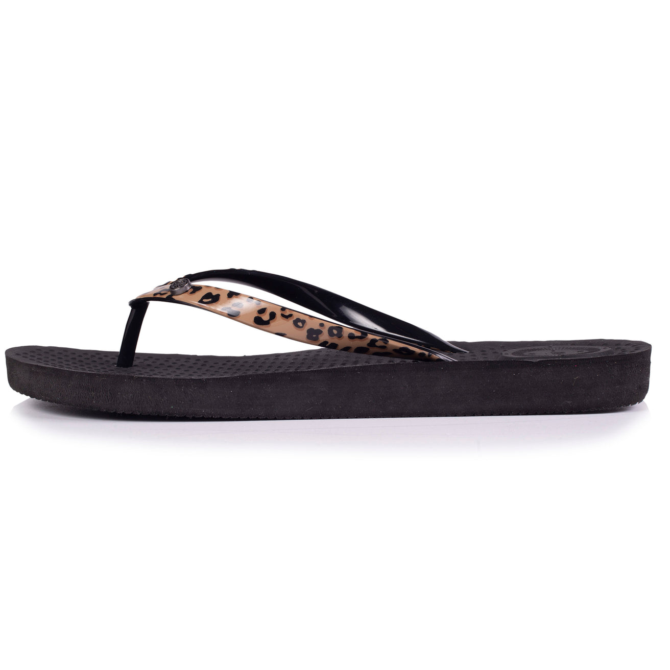 Chanclas Mujer correa estampado animal Negro