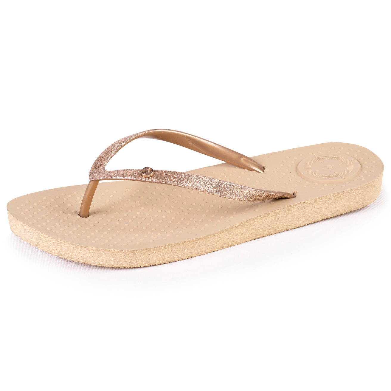 Chanclas Mujer tira purpurina Beige