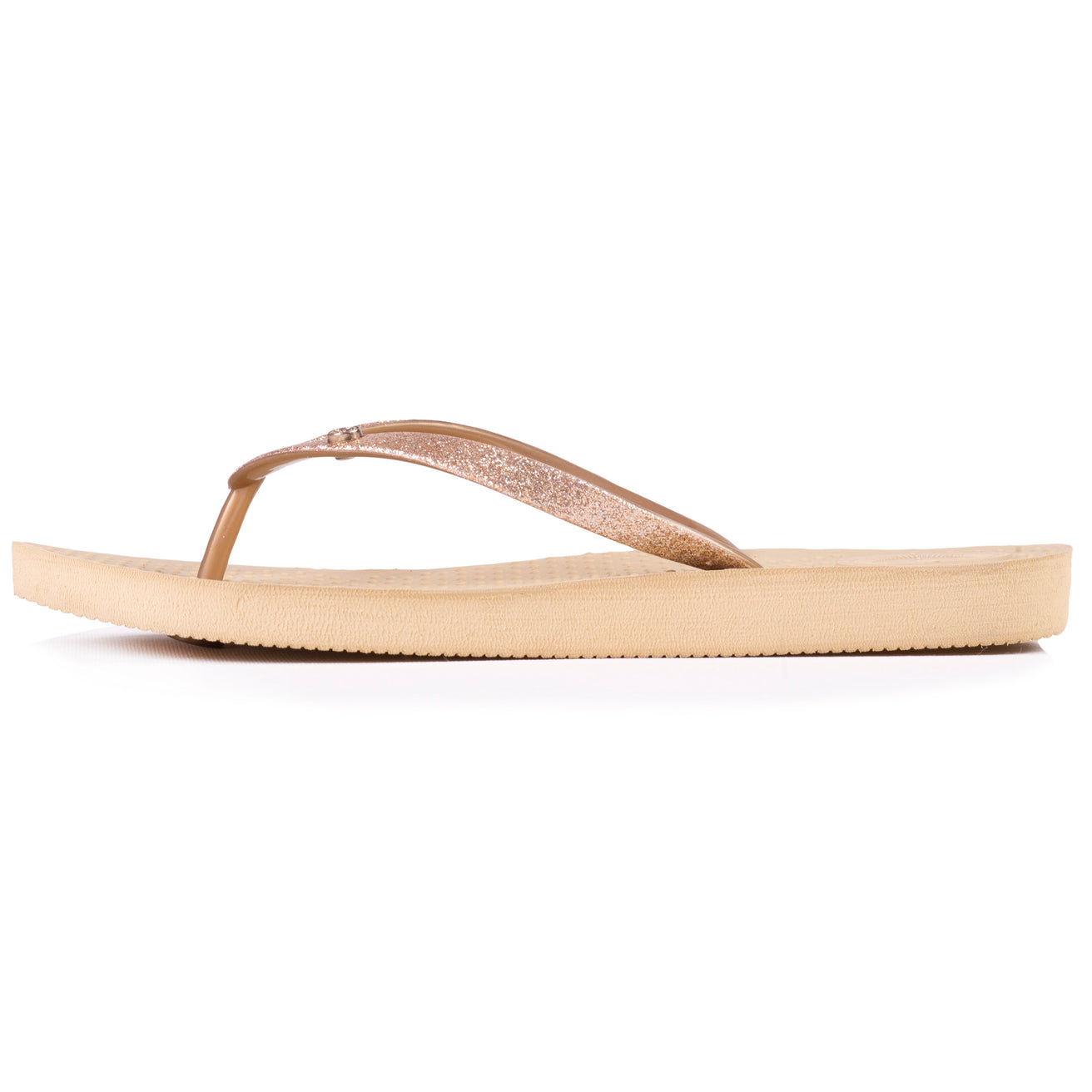 Chanclas Mujer tira purpurina Beige